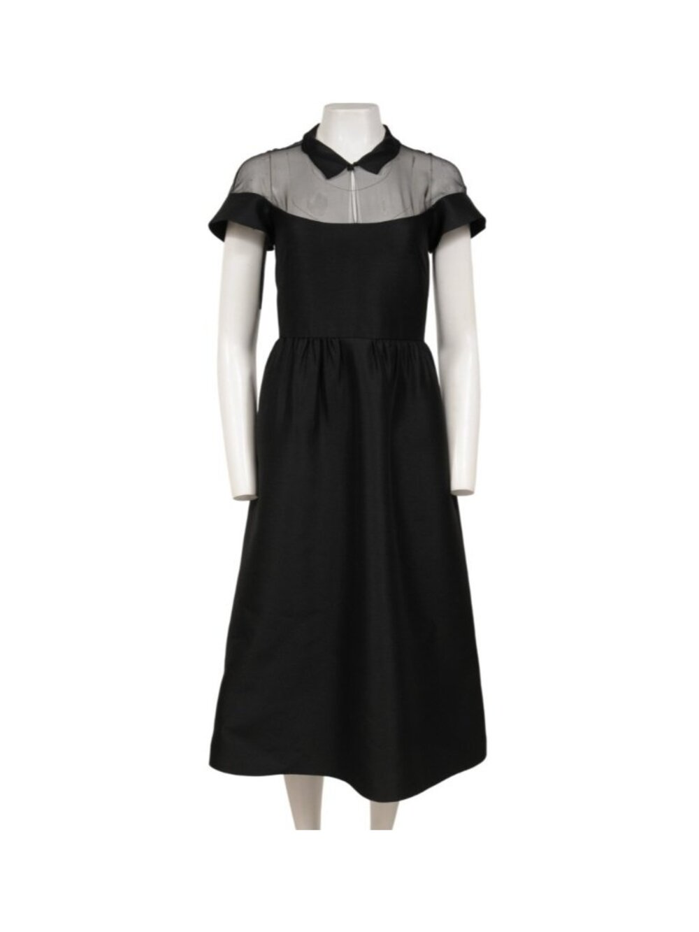 Dior Cold Shoulder Midi Dress Size FR 36 US 4 Black Wool Silk Blend Evening Gown